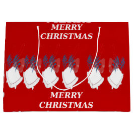 Grand Sac Cadeau "Merry Christmas" – Rouge Festif