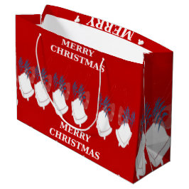 Grand Sac Cadeau "Merry Christmas" – Rouge Festif