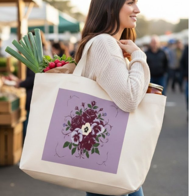 Grand Sac Fourre-tout Jumbo - Bouquet de Violettes Tygkasse (Skapare uppladdad)