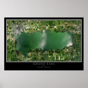 Grand Sjö Celina Ohio Satellite Poster Karta