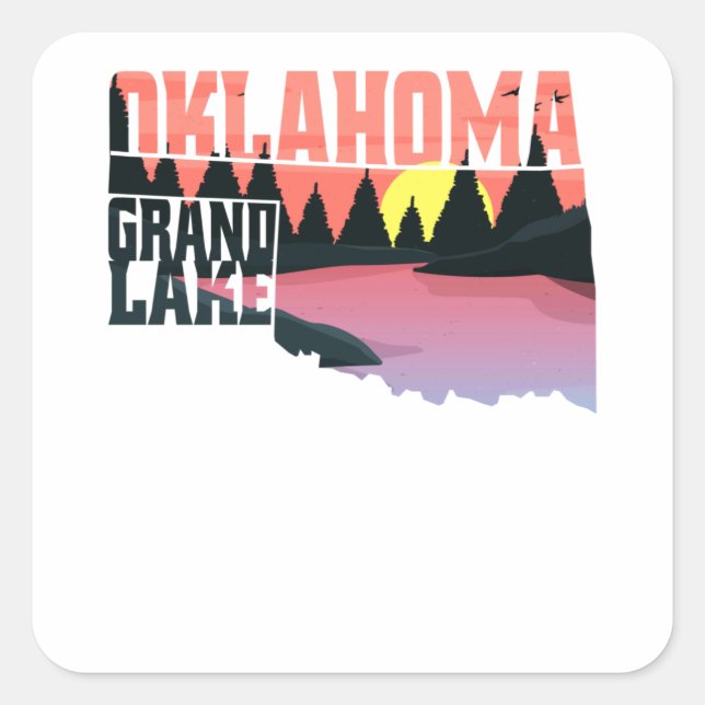 Grand Sjö Oklahoma Fyrkantigt Klistermärke (Framsida)