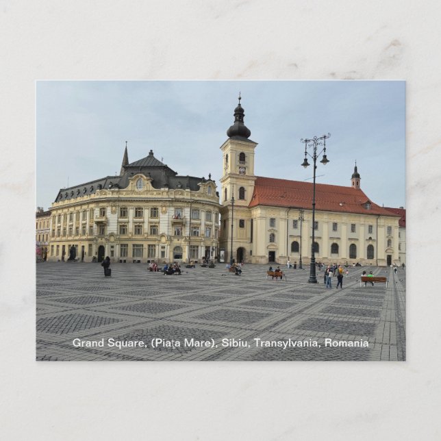 Grand Square, (Piaţa Mare), Sibiu, Rumänien på en Helg Vykort (Framsida)
