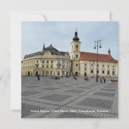 Grand Square, (Piaţa Mare), Sibiu, Rumänien på en Julkort