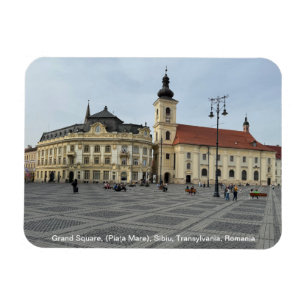 Grand Square, (Piaţa Mare), Sibiu, Rumänien på en Magnet