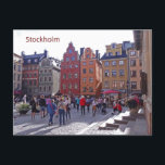 Grand Square, Stortorget, Old Town, Stockholm Vykort<br><div class="desc">Folk som går på Grand Square,  Stortorget,  i den gamla stadsdelen i Stockholm,  Sverige,  på en solig sommarkväll.</div>