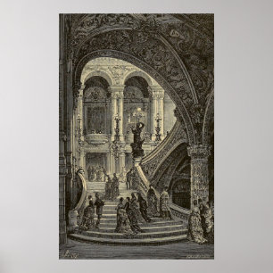 Grand stair fodral Paris Opera House 1877 Poster