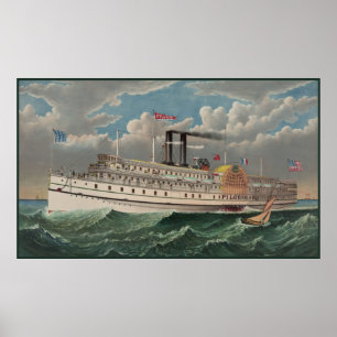 Grand Steamboat Pilgrim Världens största flodångar Poster