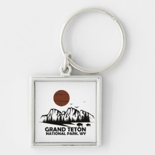 Grand Teton bergens nationalpark Wyoming Fyrkantig Silverfärgad Nyckelring