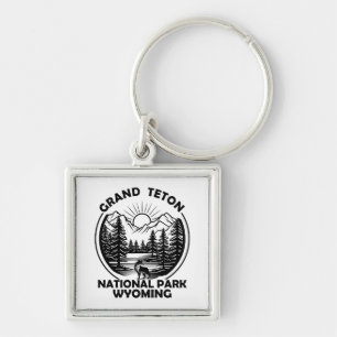 Grand Teton bergens nationalpark Wyoming Fyrkantig Silverfärgad Nyckelring