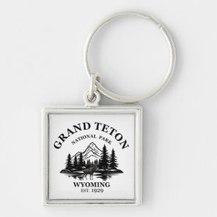 Grand Teton bergens nationalpark Wyoming Fyrkantig Silverfärgad Nyckelring