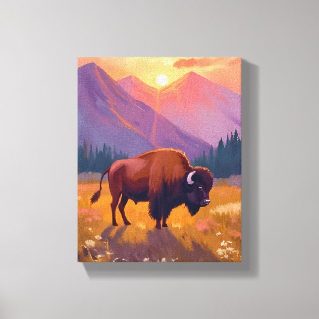 Grand Teton Bison | Nationalpark Resemålning Canvastryck (Framsida)