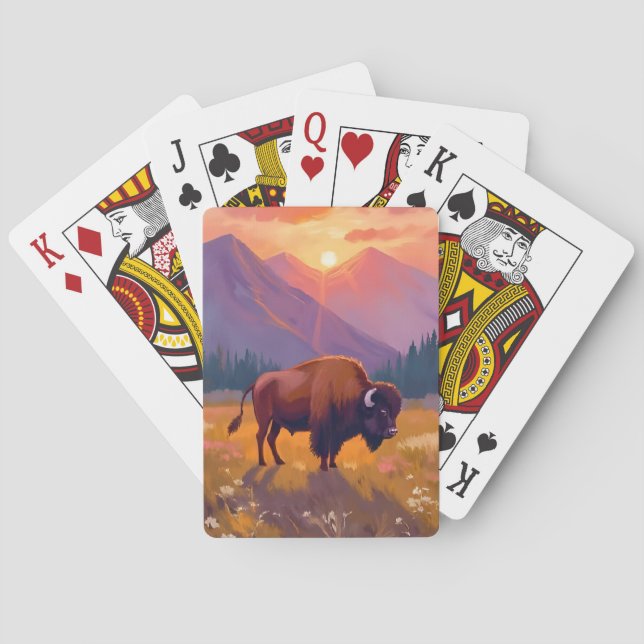 Grand Teton Bison | Nationalpark Resemålning Casinokort (Baksidan)