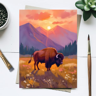 Grand Teton Bison Nationalpark Resemålning Vykort