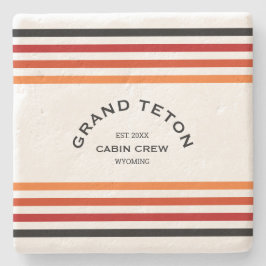 Grand Teton Cabin Klubb Anpassningsbar Vapensköld Stenunderlägg