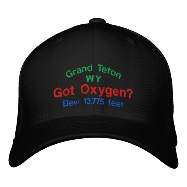 Grand Teton Har Oxygen? Broderat tak Broderad Keps (Framsida)