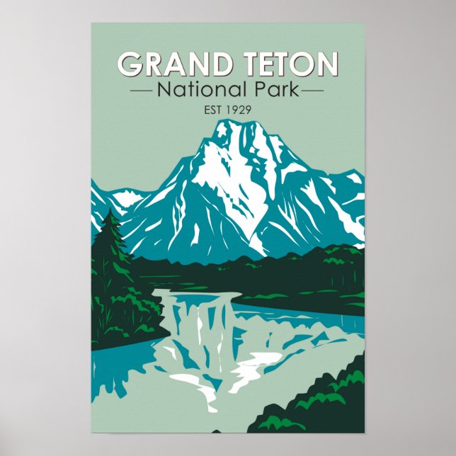 Grand Teton Jackson Hål Valley nationalpark Poster (Framsidan)