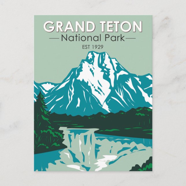 Grand Teton Jackson Hole Valley Nationalpark Vykort (Framsida)
