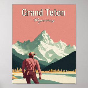 Grand Teton Minimalist Vintage Art Travel-affisch Poster
