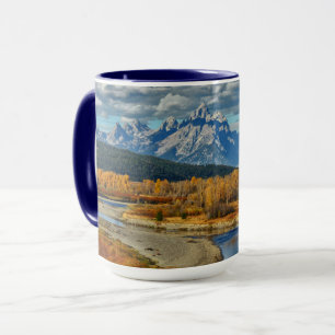 Grand Teton Mountains River View på hösten Mugg