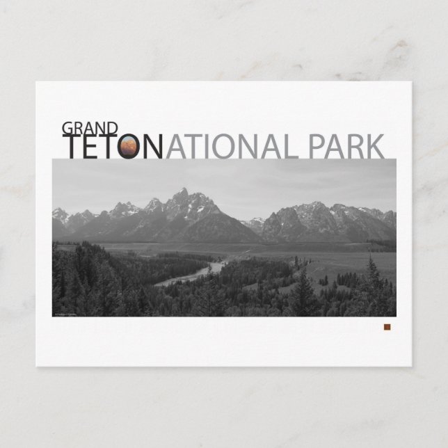 GRAND TETON NAT’L PARK-Wyoming-Ansel Adams View- Vykort (Framsida)