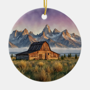 Grand Teton National Park Akvarell Julgransprydnad Keramik