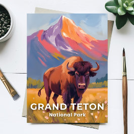 Grand Teton National Park | Bison Resa Konst Vykort