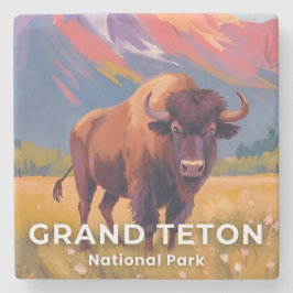 Grand Teton National Park | Bison Travel Art Stenunderlägg