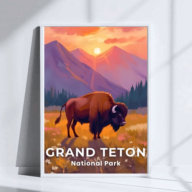 Grand Teton National Park | Bison Wyoming Travel Poster (Skapare uppladdad)