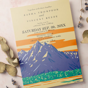 Grand Teton National Park bröllopsinbjudan Retro Inbjudningar