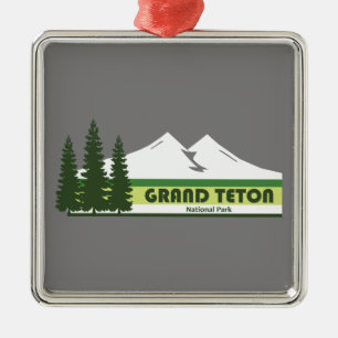 Grand Teton National Park Grönt Rand Julgransprydnad Metall