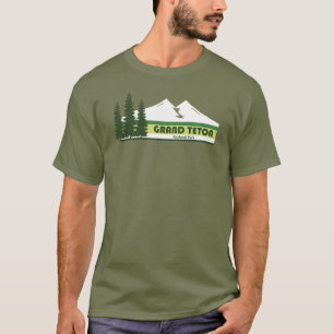 Grand Teton National Park Grönt Rand T Shirt