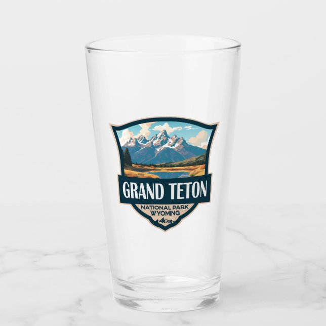 Grand Teton National Park Illustration Retro Glaskopp (Framsida)