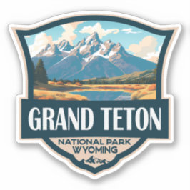 Grand Teton National Park Illustration Retro Klistermärken