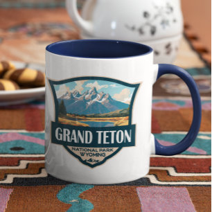 Grand Teton National Park Illustration Retro Mugg
