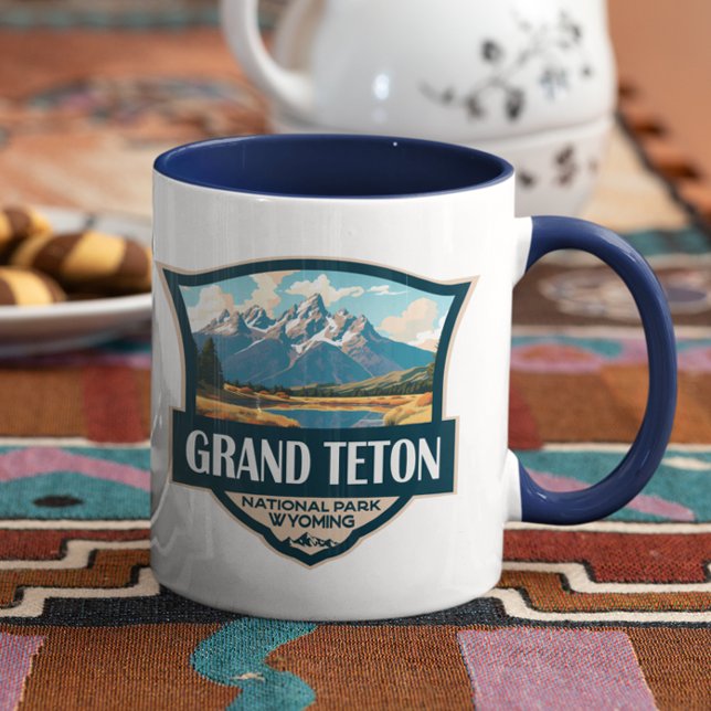 Grand Teton National Park Illustration Retro Mugg (Skapare uppladdad)