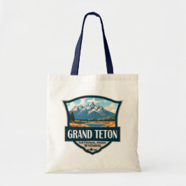Grand Teton National Park Illustration Retro Tygkasse