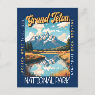 Grand Teton National Park Jackson Hole Distressed Vykort
