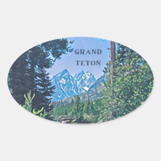 Grand Teton National Park-klistermärke Ovalt Klistermärke