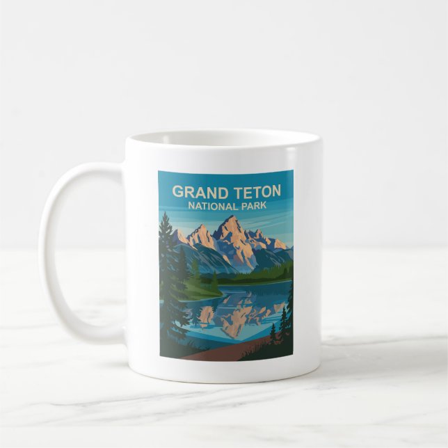 Grand Teton National Park Landcape Travel Art Kaffemugg (Vänster)