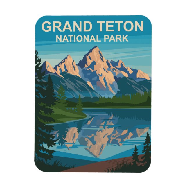 Grand Teton National Park Landcape Travel Art Magnet (Vertikal)