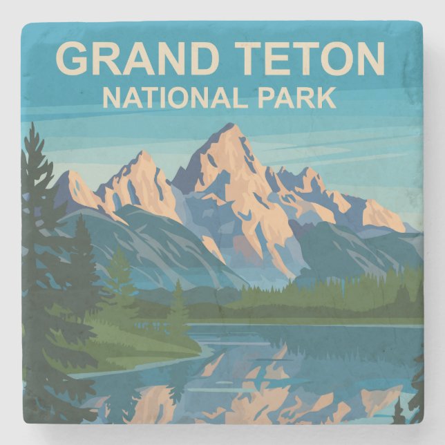 Grand Teton National Park Landcape Travel Art Stenunderlägg (Framsidan)