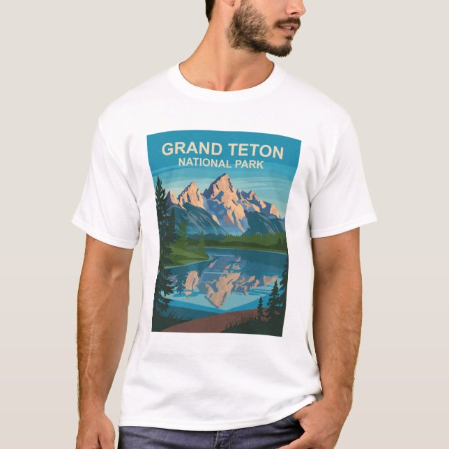 Grand Teton National Park Landcape Travel Art T Shirt (Framsida)
