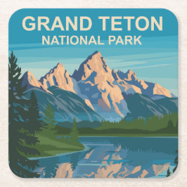 Grand Teton National Park Landcape Travel Art Underlägg Papper Kvadrat