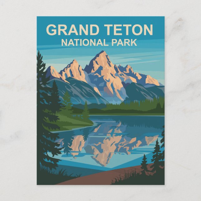 Grand Teton National Park Landcape Travel Art Vykort (Framsida)