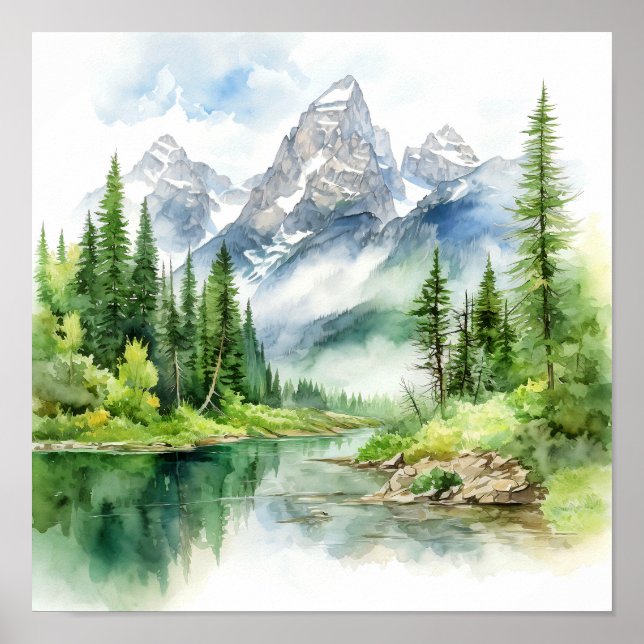Grand Teton National Park-målning Skriv ut Poster (Framsidan)