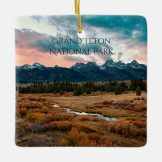 Grand Teton National Park Mountain Sunset Photo Julgransprydnad Keramik