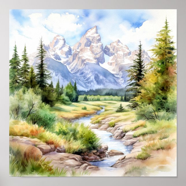 Grand Teton National Park Painting Poster (Framsidan)