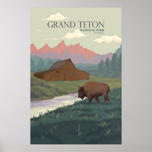 Grand Teton National Park Reseskylt Poster (Framsidan)