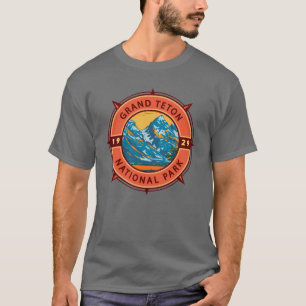 Grand Teton National Park Retro Compass Emblem T Shirt