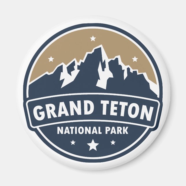 Grand Teton National Park Round Emblem Magnet (Framsidan)